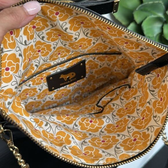 Emma Fox Black Leather Clutch with Gold Accents ** AS IS ** No strap - Picture 9 of 9